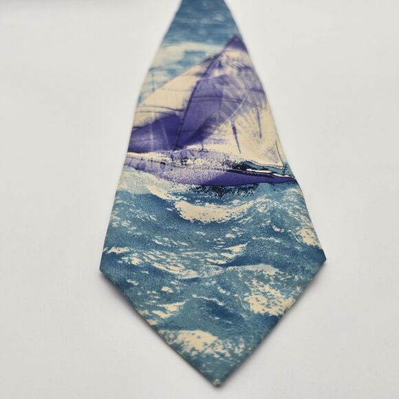 VTG Polo by Ralph Lauren Men's Blue Nautical Silk Tie 3.5x60 – Made in Germany - Picture 3 of 9